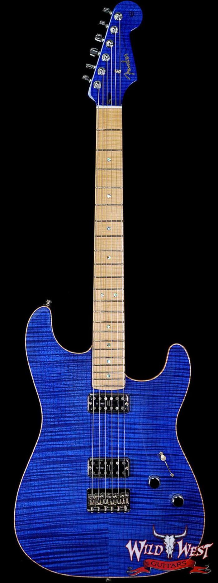 Fender Custom Shop Yuriy Shishkov Masterbuilt Custom Stratocaster Carved AAA Flame Maple Top Blue Transparent TV Jones Magna’Tron PUs - Image 1