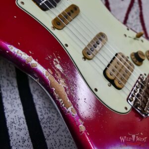 Fender Custom Shop Wild West Pink Lightning 2.0 Stratocaster HSS Rosewood Board 21 Frets Heavy Relic Lipstick Pink Metallic over Olympic White 7.95 LBS - Image 9