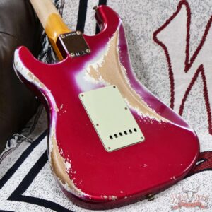 Fender Custom Shop Wild West Pink Lightning 2.0 Stratocaster HSS Rosewood Board 21 Frets Heavy Relic Lipstick Pink Metallic over Olympic White 7.95 LBS - Image 13