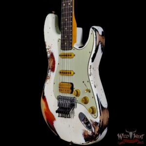 Fender Custom Shop Wild West White Lightning Stratocaster HSS Floyd Rose Rosewood Board 22 Frets Heavy Relic 3 Tone Sunburst - Image 2