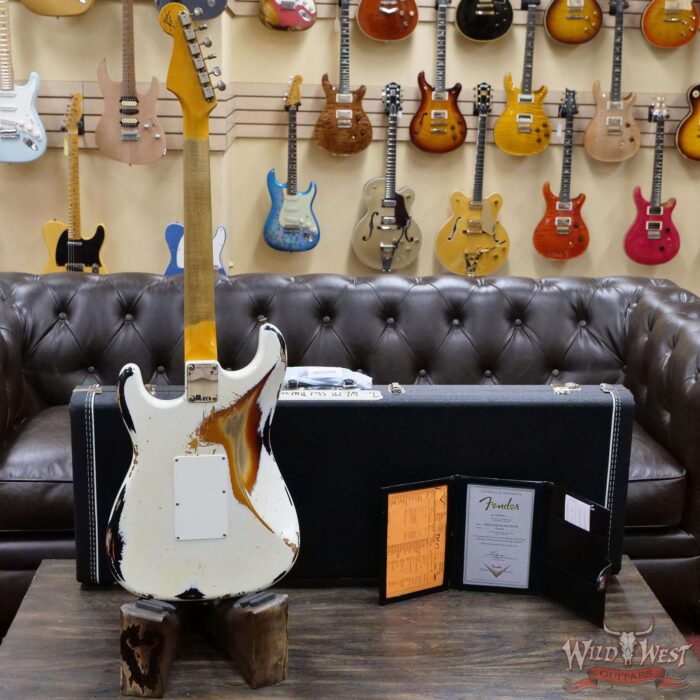 Fender Custom Shop Wild West White Lightning Stratocaster HSS Floyd Rose Rosewood Board 22 Frets Heavy Relic 3 Tone Sunburst - Image 9
