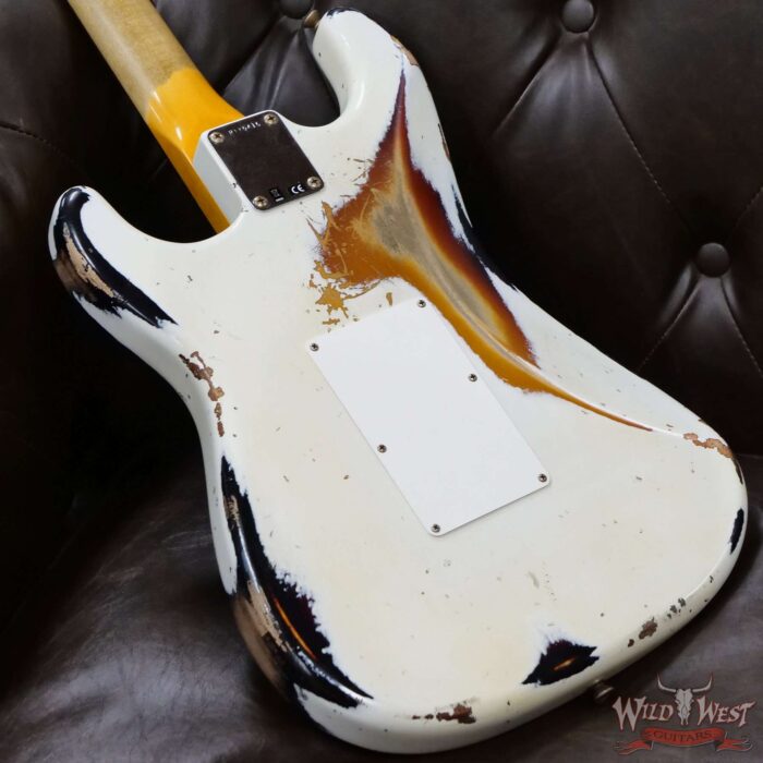 Fender Custom Shop Wild West White Lightning Stratocaster HSS Floyd Rose Rosewood Board 22 Frets Heavy Relic 3 Tone Sunburst - Image 11