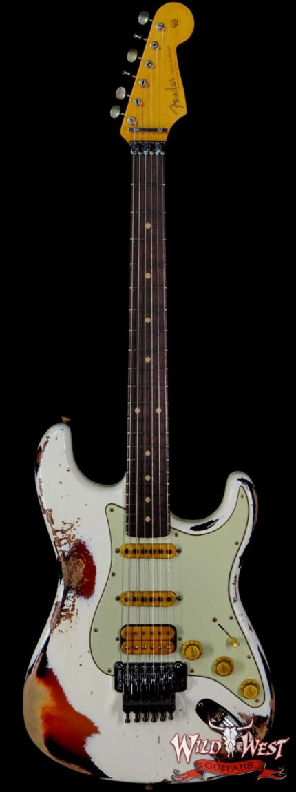 Fender Custom Shop Wild West White Lightning Stratocaster HSS Floyd Rose Rosewood Board 22 Frets Heavy Relic 3 Tone Sunburst