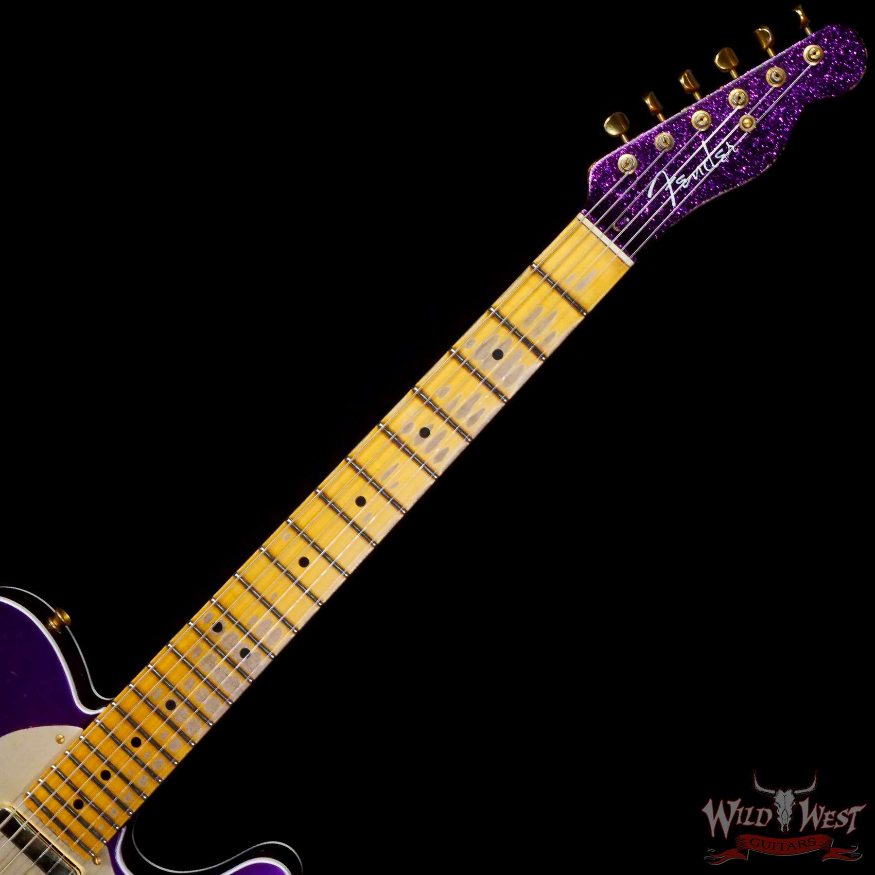 fendercs-r112749-c2__wwg.jpg Fender Custom Shop 1950s Thinline Telecaster Heavy Relic Purple Metallic over Magenta Sparkle - Image 4