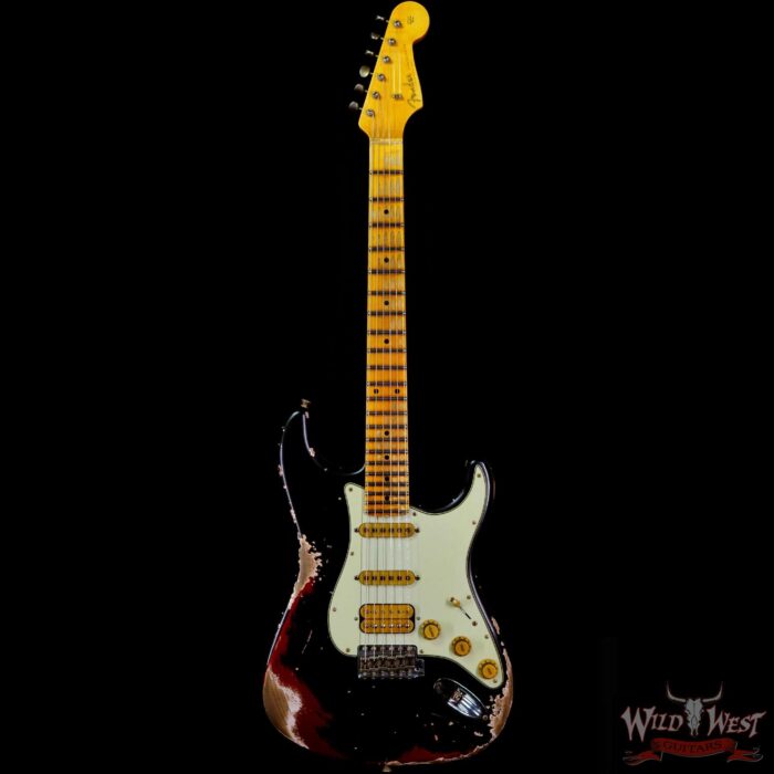 Fender Custom Shop Wild West Black Lightning 2.0 Stratocaster HSS Maple Board 22 Frets Heavy Relic Candy Apple Red - Image 3