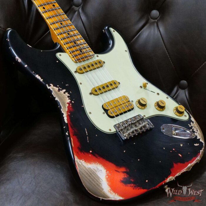 Fender Custom Shop Wild West Black Lightning 2.0 Stratocaster HSS Maple Board 22 Frets Heavy Relic Candy Apple Red - Image 8