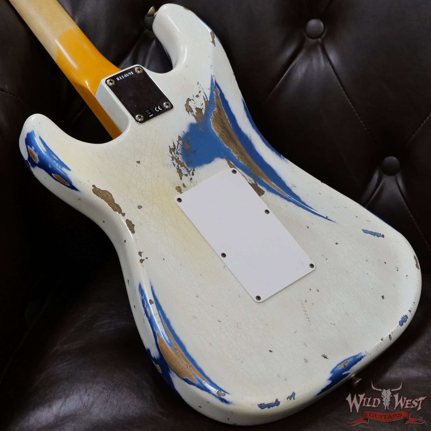 fendercs-r114691-d6__wwg.jpg Fender Custom Shop Wild West White Lightning Stratocaster HSS Floyd Rose Rosewood Board 22 Frets Heavy Relic Lake Placid Blue - Image 11