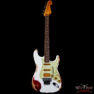 Fender Custom Shop Wild West White Lightning Stratocaster HSS Floyd Rose Rosewood Board 22 Frets Heavy Relic Candy Apple Red - Image 3