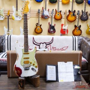 Fender Custom Shop Wild West White Lightning Stratocaster HSS Floyd Rose Rosewood Board 22 Frets Heavy Relic Candy Apple Red - Image 6