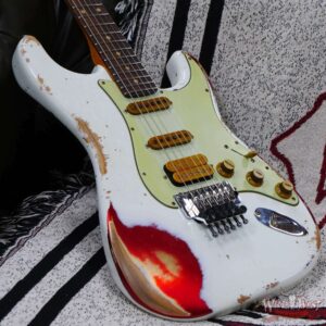 Fender Custom Shop Wild West White Lightning Stratocaster HSS Floyd Rose Rosewood Board 22 Frets Heavy Relic Candy Apple Red - Image 8