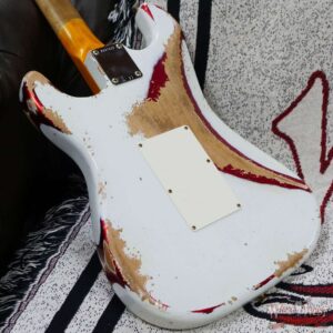 Fender Custom Shop Wild West White Lightning Stratocaster HSS Floyd Rose Rosewood Board 22 Frets Heavy Relic Candy Apple Red - Image 12