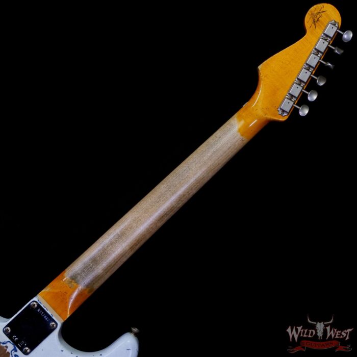 Fender Custom Shop Wild West White Lightning Stratocaster HSS Floyd Rose Rosewood Fingerboard 22 Frets Heavy Relic Lake Placid Blue 7.70 LBS - Image 5