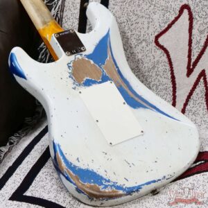 Fender Custom Shop Wild West White Lightning Stratocaster HSS Floyd Rose Rosewood Fingerboard 22 Frets Heavy Relic Lake Placid Blue 7.70 LBS - Image 12