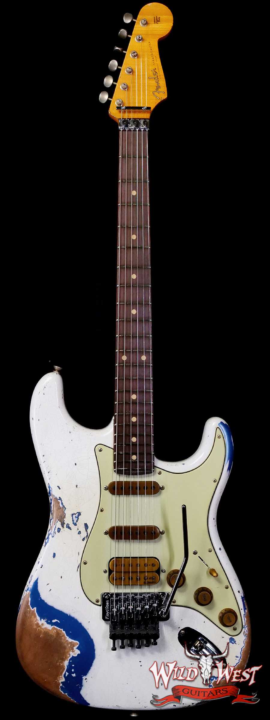 fendercs-r117867-main__wwg_large.jpg Fender Custom Shop Wild West White Lightning Stratocaster HSS Floyd Rose Rosewood Fingerboard 22 Frets Heavy Relic Lake Placid Blue 7.70 LBS - Image 1