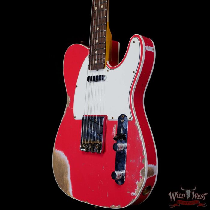 Fender Custom Shop 1962 Telecaster Custom Rosewood Slab Board Hand-Wound Pickups Heavy Relic Fiesta Red - Image 2