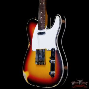 Fender Custom Shop 1962 Telecaster Custom Rosewood Slab Board Hand-Wound Pickups Heavy Relic 3 Tone Sunburst - Image 2