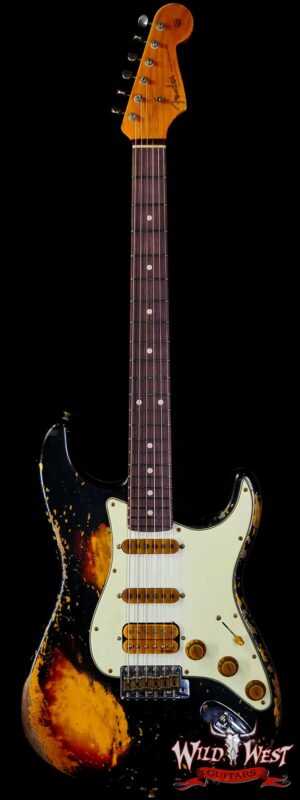 Fender Custom Shop Wild West Black Lightning 2.0 Stratocaster HSS Rosewood Board 22 Frets Heavy Relic 3 Tone Sunburst