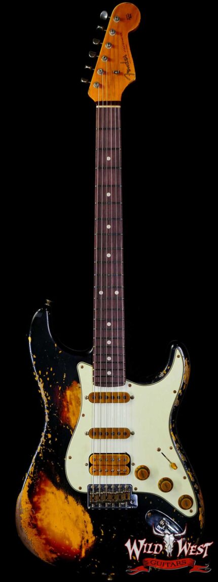 Fender Custom Shop Wild West Black Lightning 2.0 Stratocaster HSS Rosewood Board 22 Frets Heavy Relic 3 Tone Sunburst