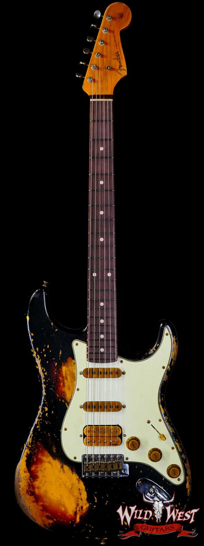 Fender Custom Shop Wild West Black Lightning 2.0 Stratocaster HSS Rosewood Board 22 Frets Heavy Relic 3 Tone Sunburst - Image 1