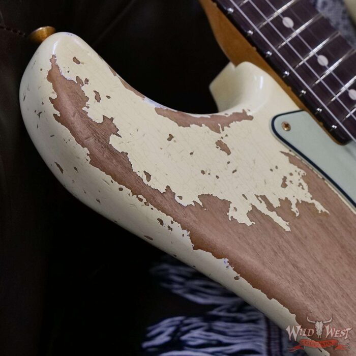 Fender Custom Shop Wild West Guitars 25th Anniversary 1960 Stratocaster Hardtail Madagascar Rosewood Fretboard Heavy Relic Vinatge White 6.95 LBS - Image 9