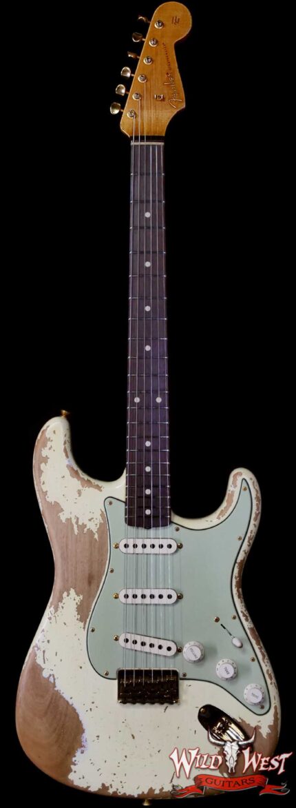 Fender Custom Shop Wild West Guitars 25th Anniversary 1960 Stratocaster Hardtail Madagascar Rosewood Fretboard Heavy Relic Vinatge White 6.95 LBS