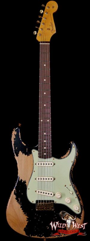 Fender Custom Shop Wild West Guitars 25th Anniversary 1960 Stratocaster Hardtail Madagascar Rosewood Fretboard Heavy Relic Black 7.15 LBS