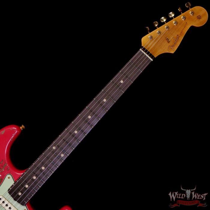 Fender Custom Shop Wild West Guitars 25th Anniversary 1960 Stratocaster Hardtail Madagascar Rosewood Fretboard Heavy Relic Fiesta Red 7.05 LBS - Image 4