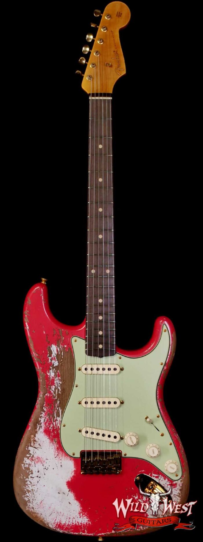 Fender Custom Shop Wild West Guitars 25th Anniversary 1960 Stratocaster Hardtail Madagascar Rosewood Fretboard Heavy Relic Fiesta Red 7.05 LBS - Image 1