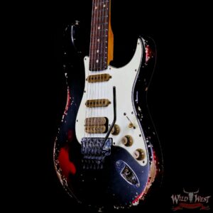 Fender Custom Shop Wild West Black Lightning Stratocaster HSS Floyd Rose Rosewood Board 22 Frets Heavy Relic Candy Apple Red 8.15 LBS - Image 2
