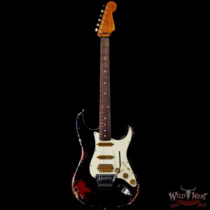 Fender Custom Shop Wild West Black Lightning Stratocaster HSS Floyd Rose Rosewood Board 22 Frets Heavy Relic Candy Apple Red 8.15 LBS - Image 3