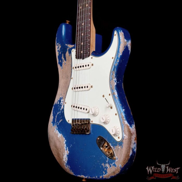 Fender Custom Shop Wild West Guitars 25th Anniversary 1960 Stratocaster Hardtail Madagascar Rosewood Fretboard Heavy Relic Lake Placid Blue 7.15 lbs - Image 2