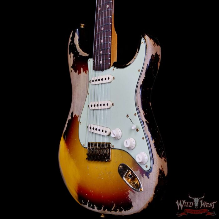 Fender Custom Shop Wild West Guitars 25th Anniversary 1960 Stratocaster Hardtail Madagascar Rosewood Fingerboard Heavy Relic 3 Tone Sunburst 7.10 LBS - Image 2