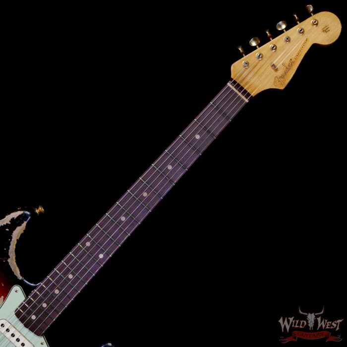 Fender Custom Shop Wild West Guitars 25th Anniversary 1960 Stratocaster Hardtail Madagascar Rosewood Fingerboard Heavy Relic 3 Tone Sunburst 7.10 LBS - Image 4