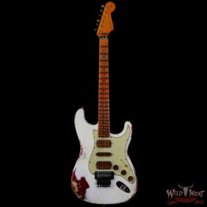 Fender Custom Shop Wild West White Lightning Stratocaster HSH Floyd Rose Mpaple Board 22 Frets Heavy Relic Lipstick Pink Metallic 8.05 LBS - Image 3