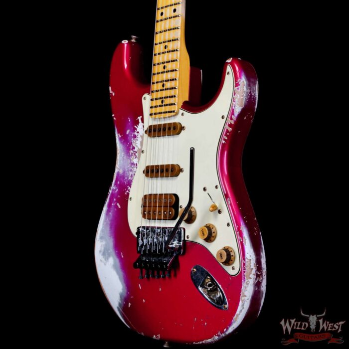 Fender Custom Shop Wild West Pink Lightning Stratocaster HSS Floyd Rose Maple Board 22 Frets Heavy Relic Lipstick Pink Metallic 8.05 LBS - Image 2
