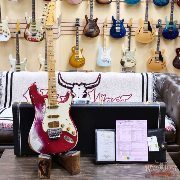 Fender Custom Shop Wild West Pink Lightning Stratocaster HSS Floyd Rose Maple Board 22 Frets Heavy Relic Lipstick Pink Metallic 8.05 LBS - Image 6