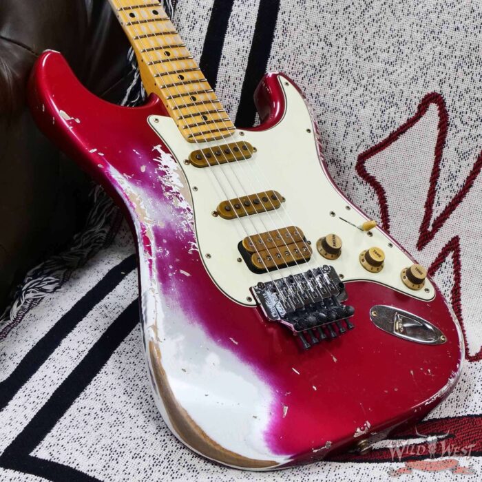 Fender Custom Shop Wild West Pink Lightning Stratocaster HSS Floyd Rose Maple Board 22 Frets Heavy Relic Lipstick Pink Metallic 8.05 LBS - Image 8
