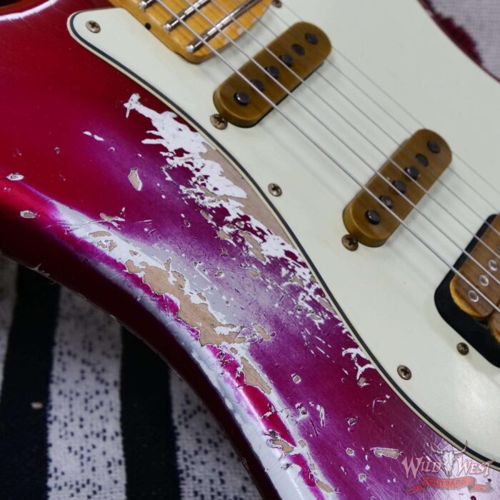 Fender Custom Shop Wild West Pink Lightning Stratocaster HSS Floyd Rose Maple Board 22 Frets Heavy Relic Lipstick Pink Metallic 8.05 LBS - Image 9