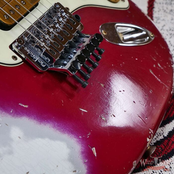 Fender Custom Shop Wild West Pink Lightning Stratocaster HSS Floyd Rose Maple Board 22 Frets Heavy Relic Lipstick Pink Metallic 8.05 LBS - Image 10
