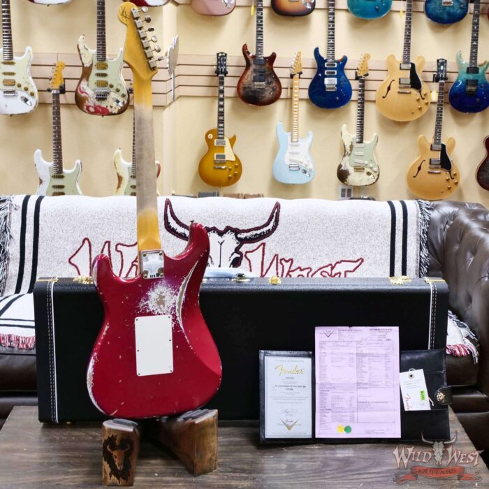 Fender Custom Shop Wild West Pink Lightning Stratocaster HSS Floyd Rose Maple Board 22 Frets Heavy Relic Lipstick Pink Metallic 8.05 LBS - Image 11