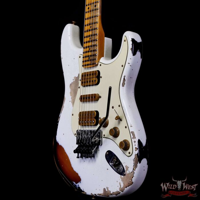 Fender Custom Shop Wild West White Lightning Stratocaster Floyd Rose HSH Maple Fingerboard 22 Frets Heavy Relic 2 Tone Sunburst 8.00 lbs - Image 2