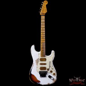 Fender Custom Shop Wild West White Lightning Stratocaster Floyd Rose HSH Maple Fingerboard 22 Frets Heavy Relic 2 Tone Sunburst 8.00 lbs - Image 3
