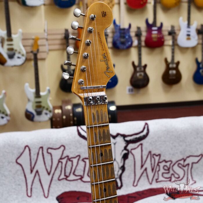 Fender Custom Shop Wild West White Lightning Stratocaster Floyd Rose HSH Maple Fingerboard 22 Frets Heavy Relic 2 Tone Sunburst 8.00 lbs - Image 7