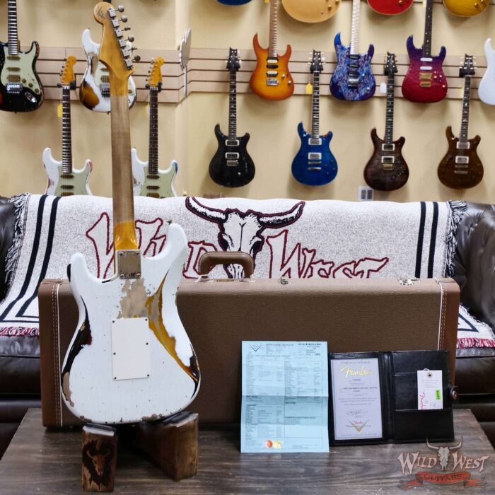 Fender Custom Shop Wild West White Lightning Stratocaster Floyd Rose HSH Maple Fingerboard 22 Frets Heavy Relic 2 Tone Sunburst 8.00 lbs - Image 10