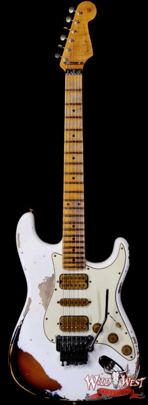 Fender Custom Shop Wild West White Lightning Stratocaster Floyd Rose HSH Maple Fingerboard 22 Frets Heavy Relic 2 Tone Sunburst 8.00 lbs