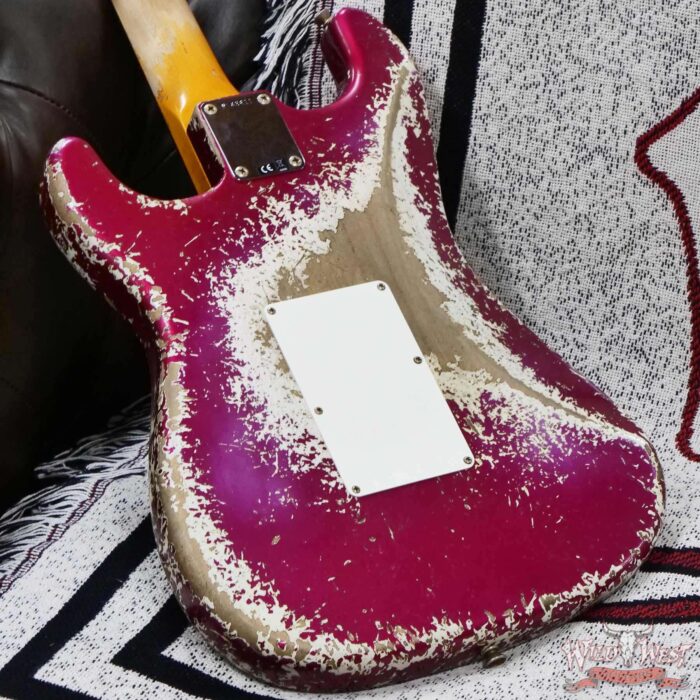 Fender Custom Shop Wild West Pink Lightning Stratocaster Floyd Rose HSH Rosewood Fingerboard 22 Frets Heavy Relic Lipstick Pink Metallic 7.95 lbs - Image 12