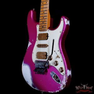 Fender Custom Shop Wild West Pink Lightning Stratocaster Floyd Rose HSH Maple Fingerboard 22 Frets Heavy Relic Lipstick Pink Metallic 8.00 lbs - Image 2