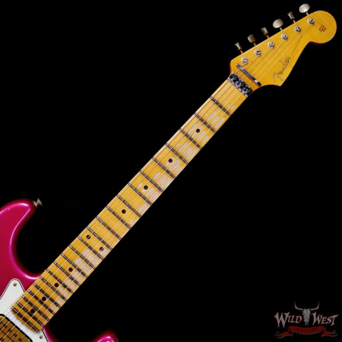 Fender Custom Shop Wild West Pink Lightning Stratocaster Floyd Rose HSH Maple Fingerboard 22 Frets Heavy Relic Lipstick Pink Metallic 8.00 lbs - Image 4