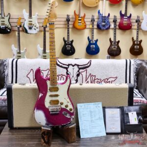Fender Custom Shop Wild West Pink Lightning Stratocaster Floyd Rose HSH Maple Fingerboard 22 Frets Heavy Relic Lipstick Pink Metallic 8.00 lbs - Image 6