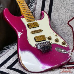 Fender Custom Shop Wild West Pink Lightning Stratocaster Floyd Rose HSH Maple Fingerboard 22 Frets Heavy Relic Lipstick Pink Metallic 8.00 lbs - Image 8